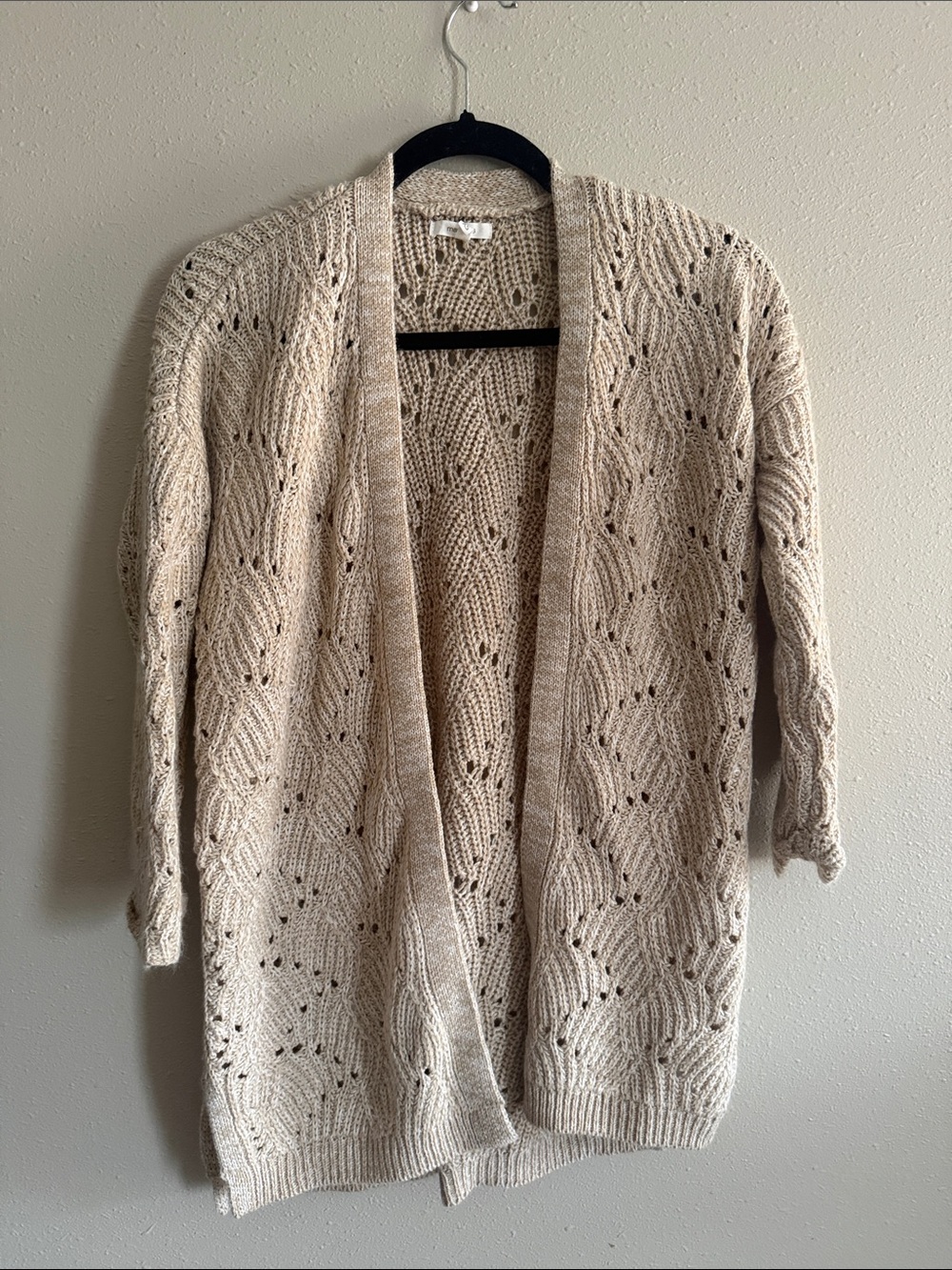 Maurices Neutral Cream Open-Front Knit Cardigan